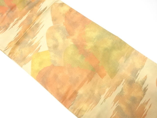 JAPANESE KIMONO / ANTIQUE FUKURO OBI / SILK / WOVEN DISTANT MOUNTAINS